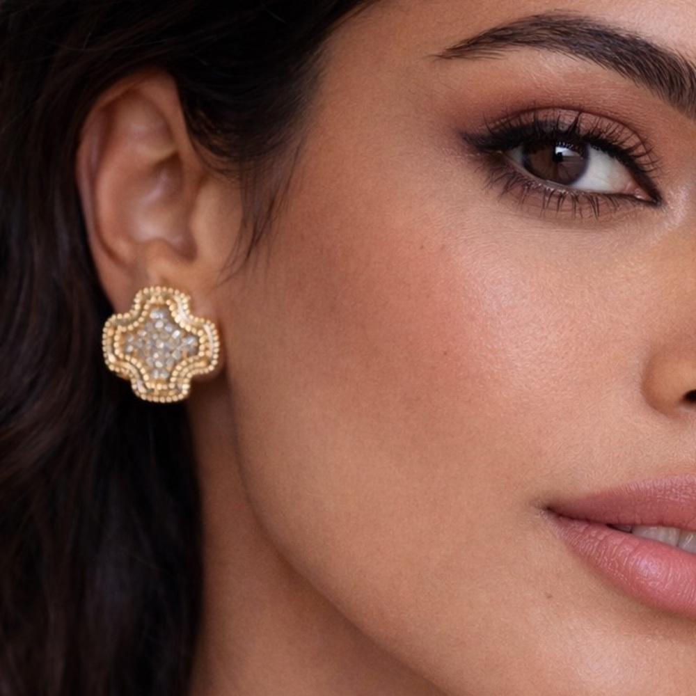 Tahari Gold and Silver Textured Earrings